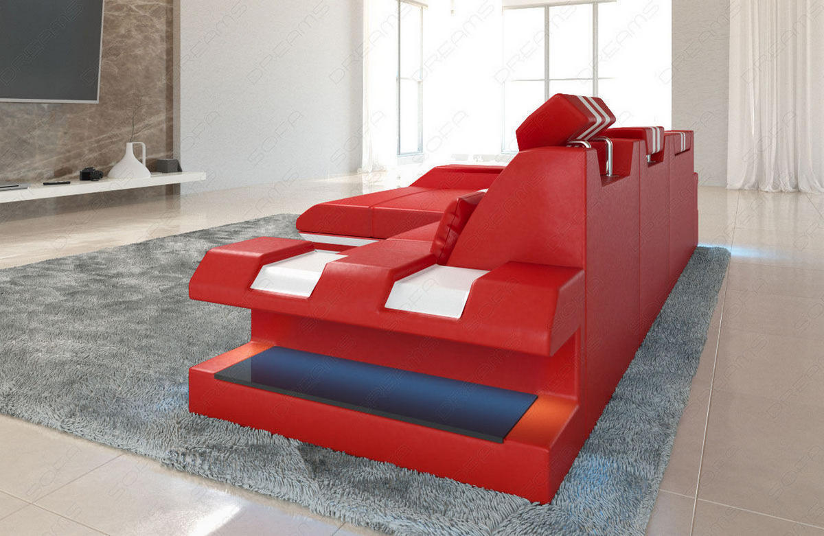 ECKSOFA Apollonia L - Rot, Leder (295/190cm) - Sofa Dreams