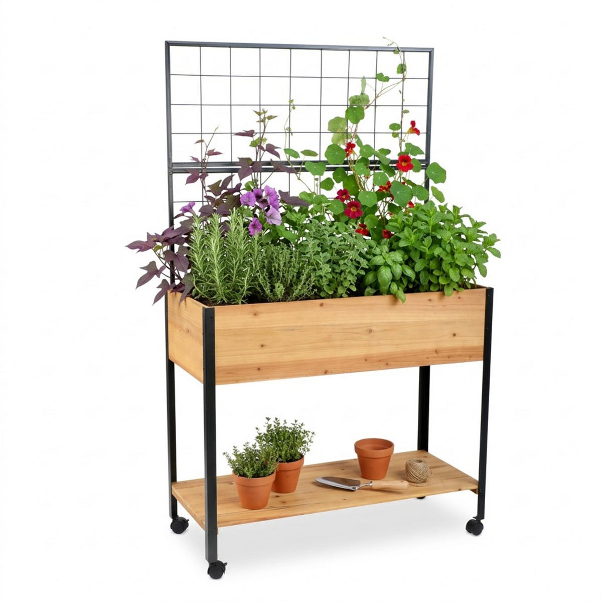 ZVÝŠENÝ záhon - různobarevná, kov/dřevo (102/165/47.5cm) - Relaxdays