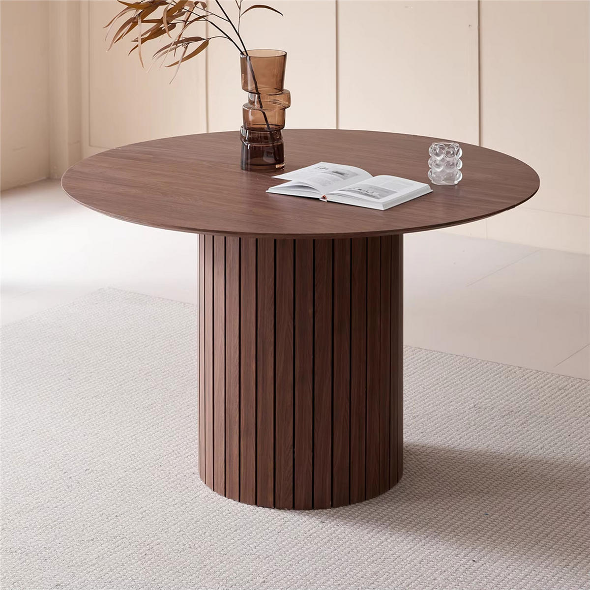 ESSTISCH rund Massivholz Wohnzimmertisch dunkelbraun Design - Dunkelbraun, Holz (120/120/76cm) - Kaket