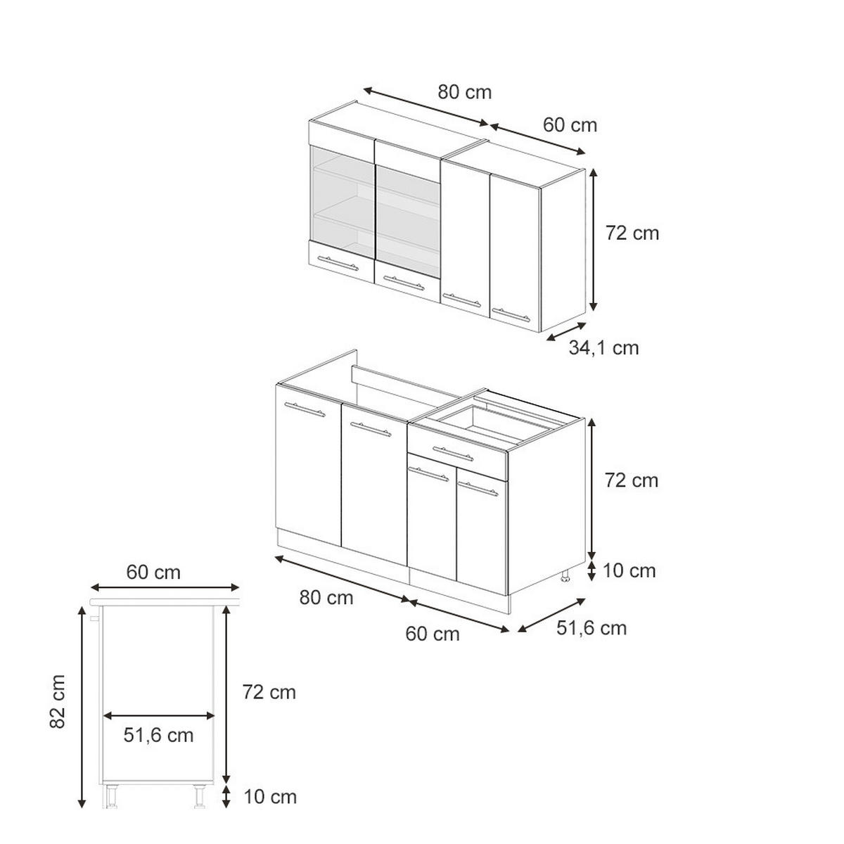 SINGLEKÜCHE Fame-Line Dunkelblau Hochglanz/Anthrazit 140 cm, AP Eiche - Anthrazit/Dunkelblau, Holzwerkstoff (140/81.6/60cm) - Vicco