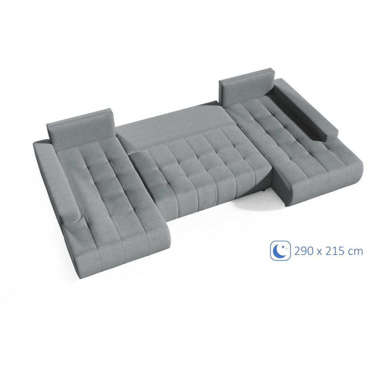 WOHNLANDSCHAFT Draco U Hellgrau. - Silberfarben/Hellgrau, Textil/Metall (350/85/185cm) - Beautysofa