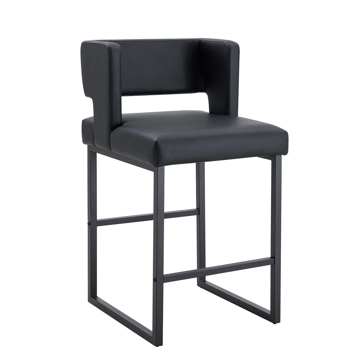 BARHOCKER 2er-Set Schwarz mit PU-Leder und Metallbeinen - Schwarz, Metall (48/91.4/53.3cm) - PANGIVO