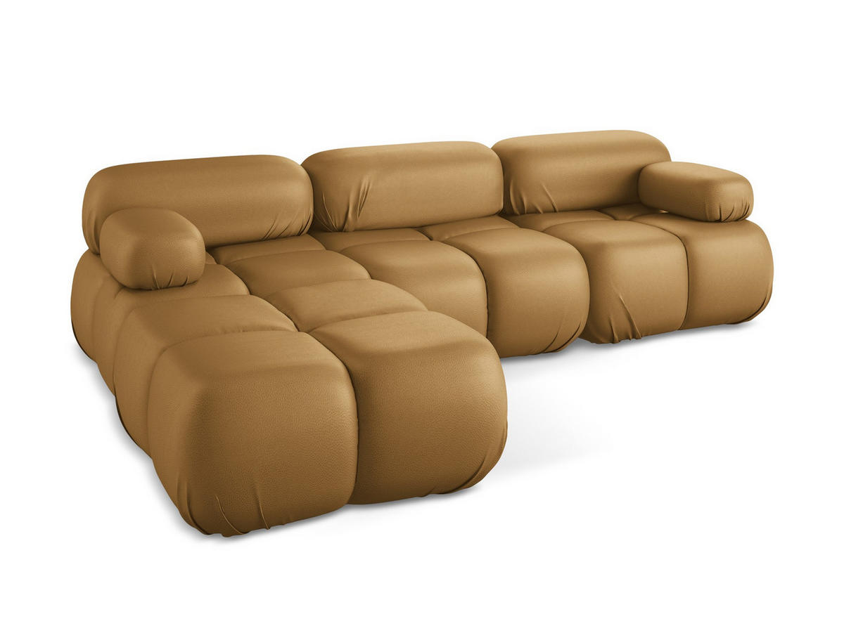 ECKSOFA Beidseitig Kunstleder Braun - Cognac/Schwarz, Leder/Kunststoff (285/191cm) - Makamii