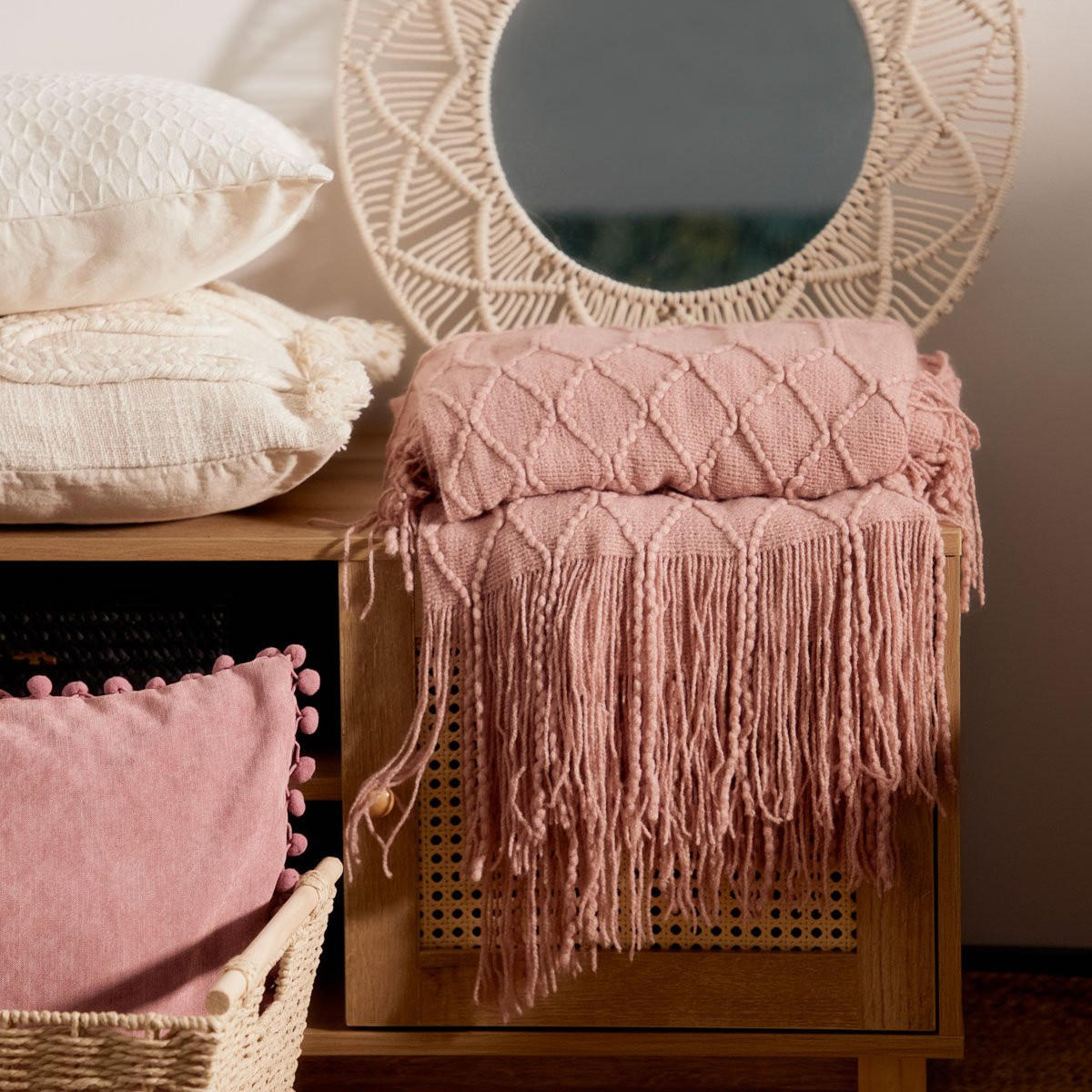 DECKE Loop rosa 130/170 cm - Rosa, Textil (130/170cm) - Homla