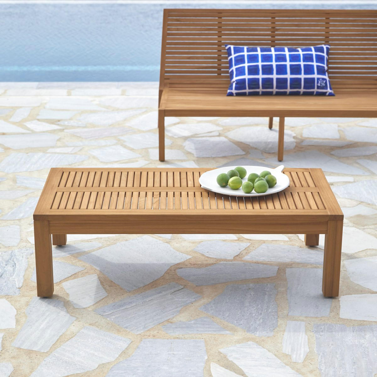 GARTEN-COUCHTISCH Teo Natur aus Teak - Naturfarben, Holz (60/120/35cm) - Tikamoon