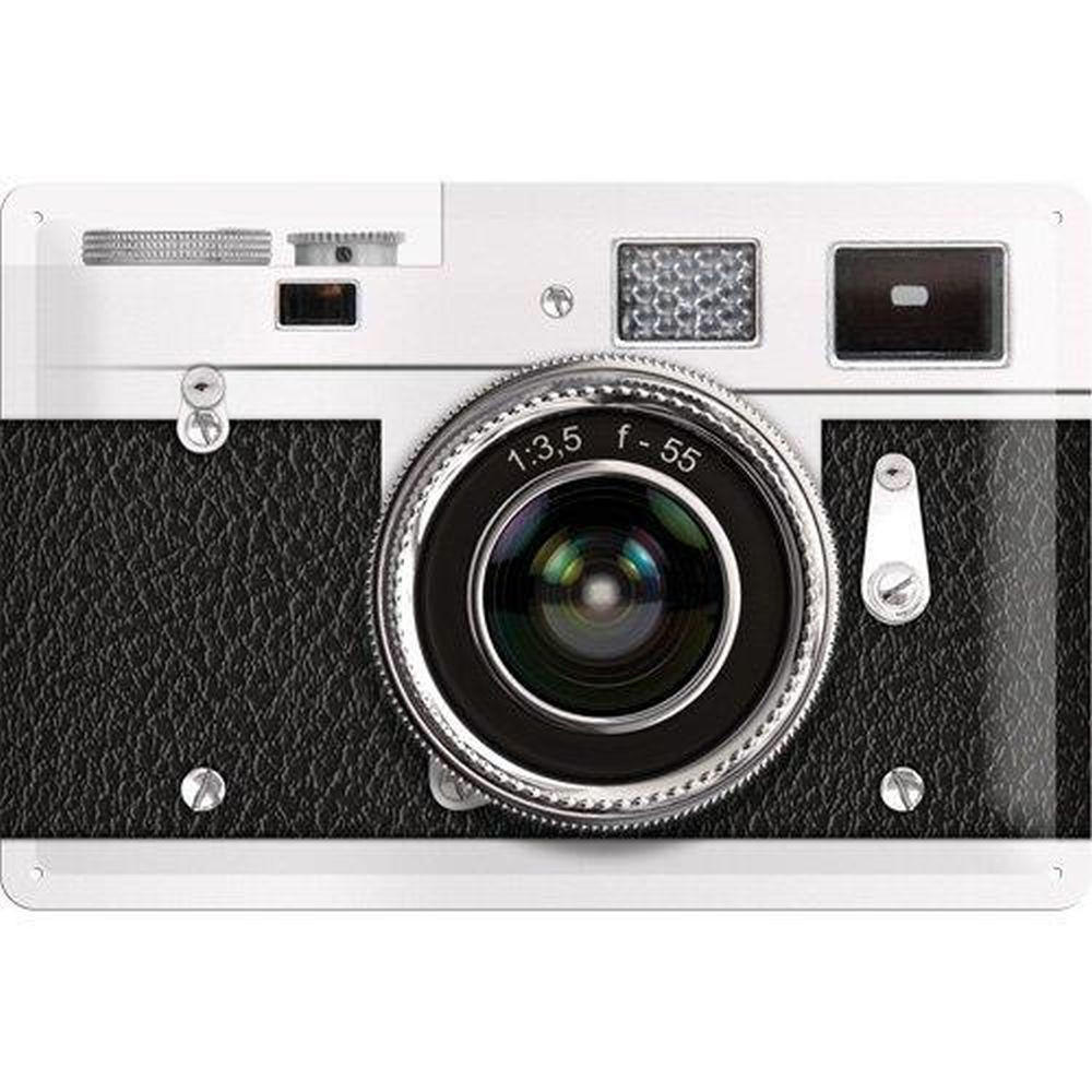 BLECHSCHILD 20/30 cm Retro Wave Retro Camera - Multicolor, Metall (30/20/0.2cm) - Nostalgic-Art