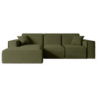 ECKSOFA Ottomane Links SERRA-L - 266x165x73 cm Grün Bouclé - Schwarz/Grün, Holzwerkstoff/Kunststoff (165/266cm) - ALTDECOR