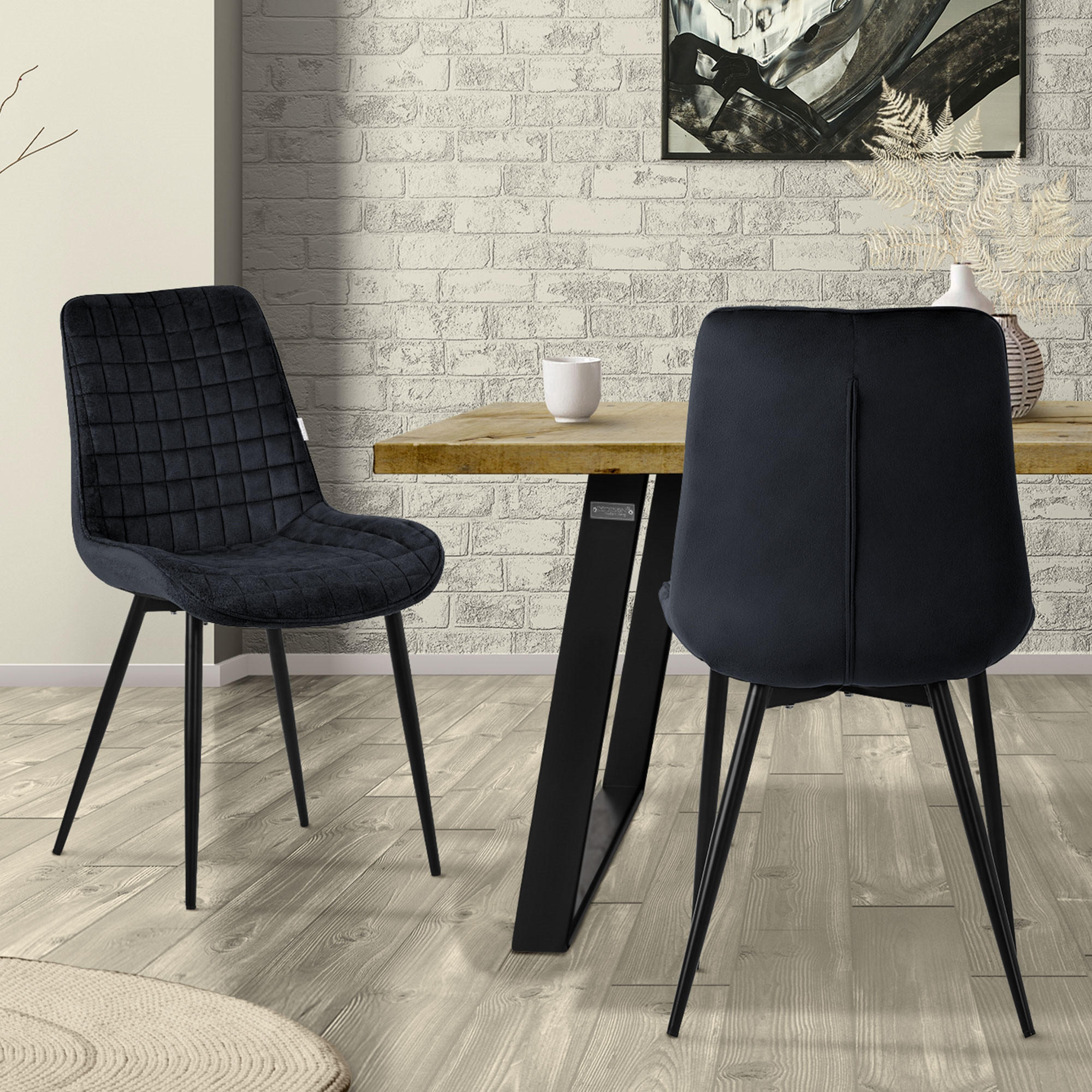 ESSZIMMERSTUHL Schwarz 2er Set - Schwarz, Metall (52/89/60cm) - ML-DESIGN