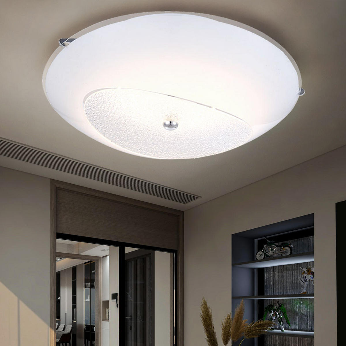 LED DECKENLEUCHTE KESSY Kristalloptik Weiß - Weiß, Glas (40/40/10cm) - Globo Lighting