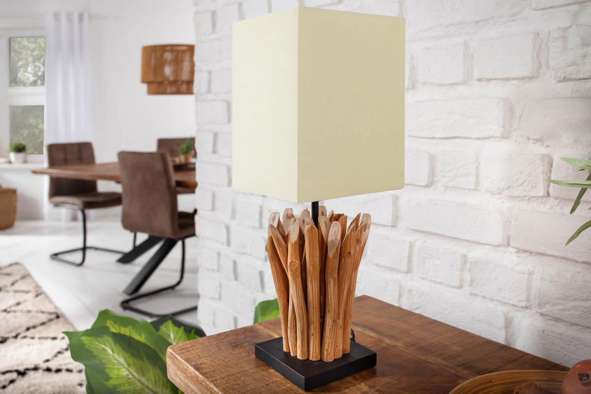 TISCHLEUCHTE EUPHORIA Treibholz Beige 45 cm - Beige/Naturfarben, Holz/Textil (15/15/45cm) - riess-ambiente