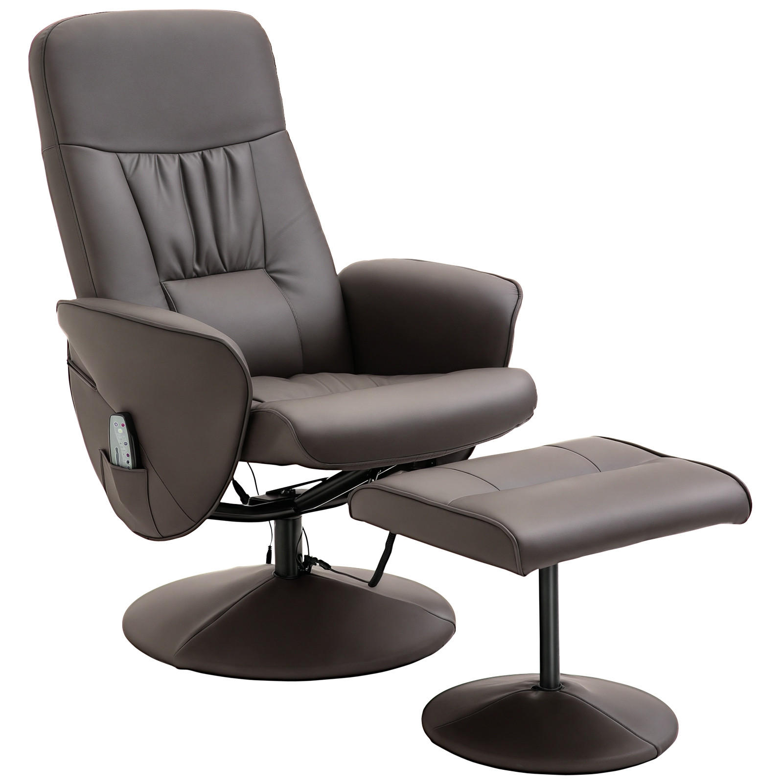 MASSAGESESSEL DE-06334 Mit Hocker, 10 Massagepunkte, 145° neigbar Braun - Braun, Metall (81/105/76cm) - ComfortXL
