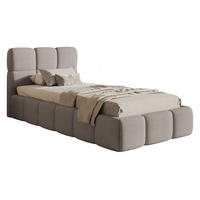 POLSTERBETT Cloudy Hellgrau Bouclé, Bettkasten & Lattenrost, 90x200 cm - Hellgrau/Schwarz, Kunststoff/Textil (90/200cm) - Selsey