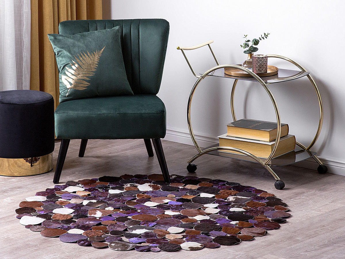 KURZFLOR-TEPPICH Sorgun 140/140 cm - Multicolor, Fell (140/140cm) - Beliani