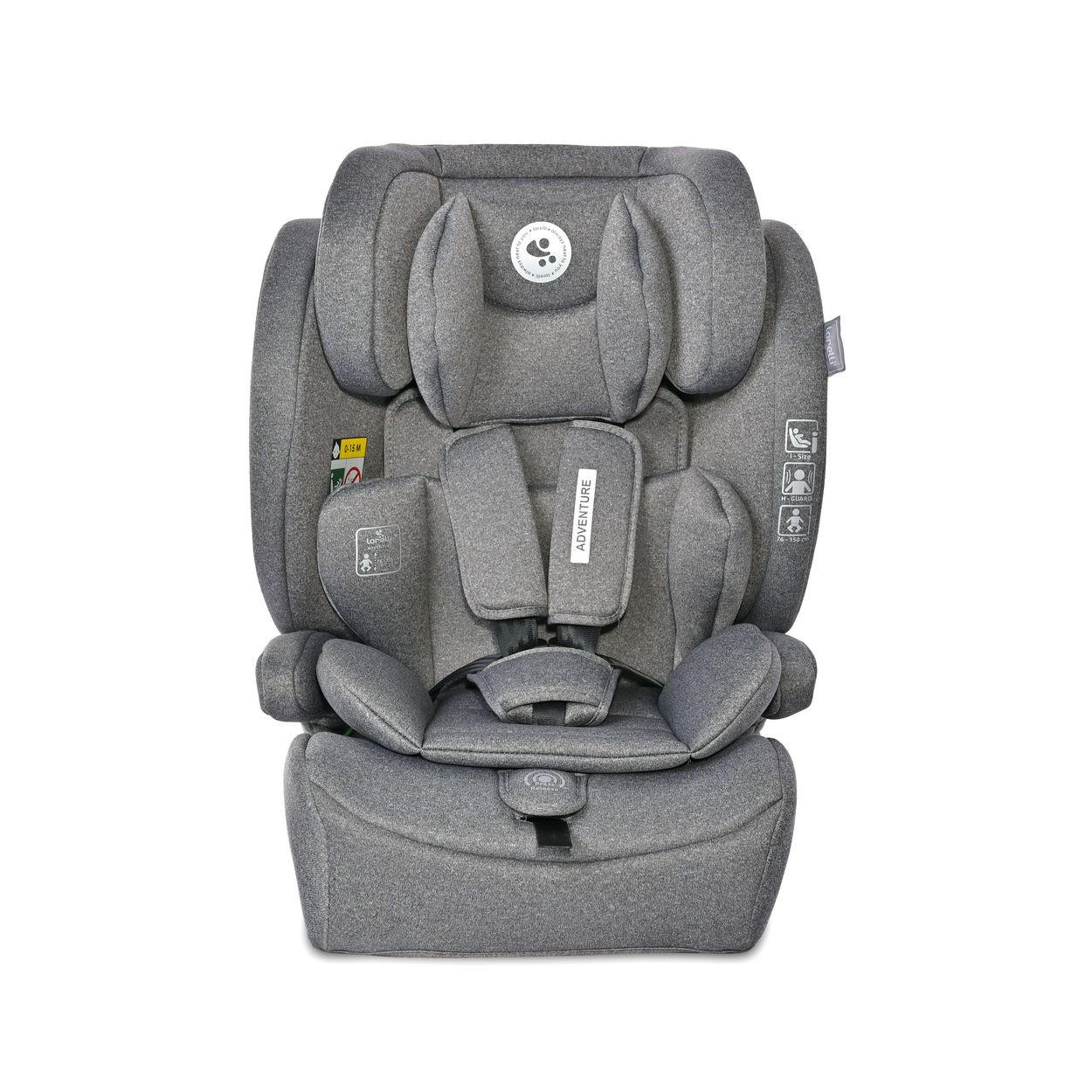 KINDERSITZ i-Size Adventure grau (76-150 cm) Kopfstütze verstellbar bis 36 kg - Grau, Kunststoff (46/78/40cm) - Lorelli