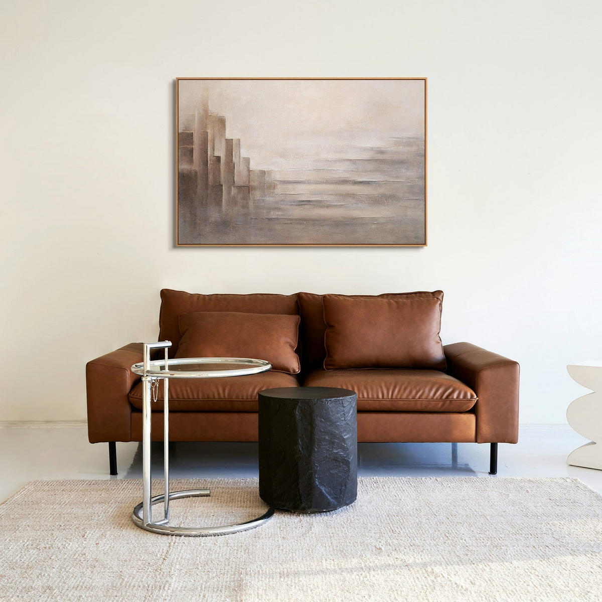 GEMÄLDE Grenzen der Illusion II Schattenfugenrahmen Beige 120x80 cm - Beige, Holz (120/80cm) - YS-art gallery