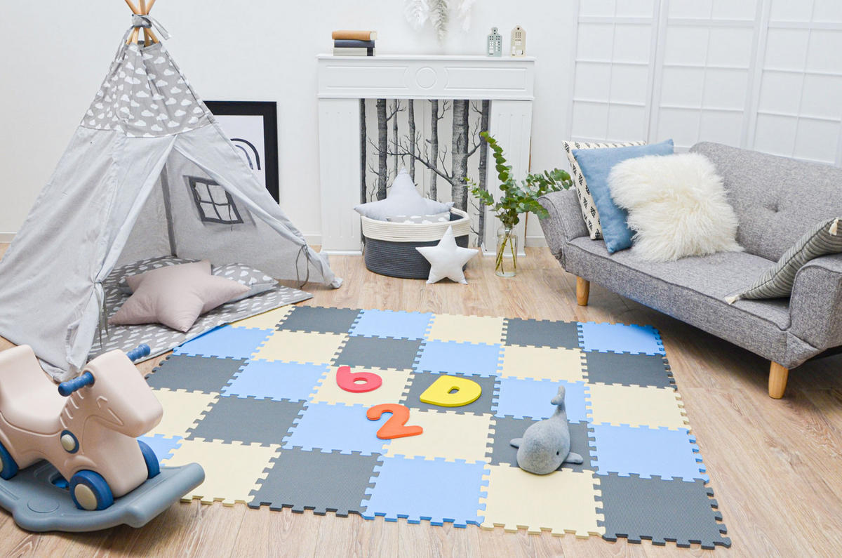 SPIELMATTE ab Null - 270/90 cm Puzzlematte Grau - Multicolor, Kunststoff (30/30cm) - Littletom