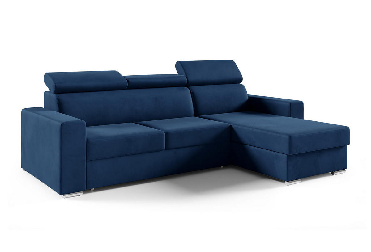 ECKSOFA Nela L-Form mit Bettkasten und Schlaffunktion - Blau, Textil (170/245cm) - Jerpax