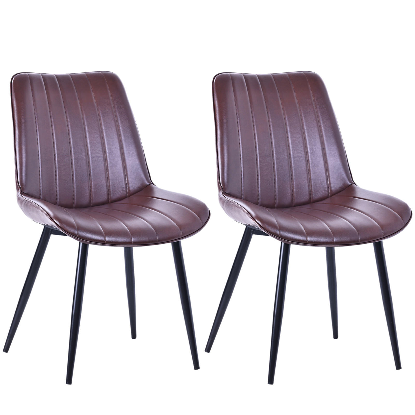 STUHL-SET 2 Stück aus Kunstleder in Modernem Stil-YZ1 - Dunkelbraun, Textil/Metall (53/88/62.5cm) - HOMAVO