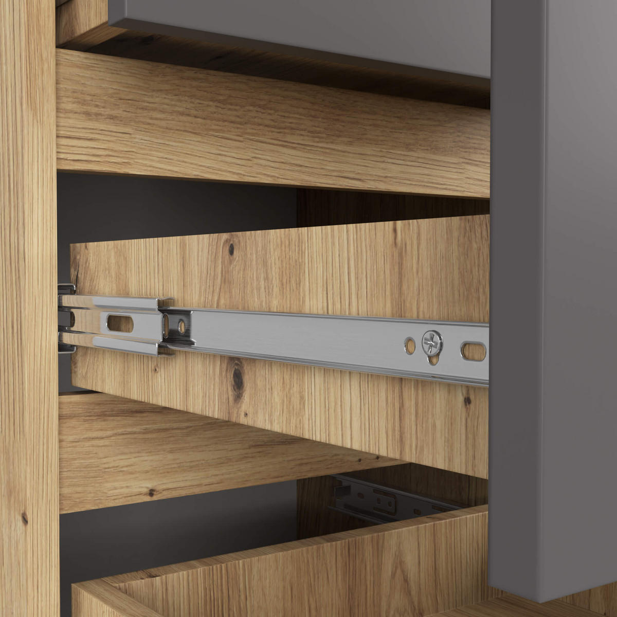 KOMMODE Eiche Artisan, Graphit Grau 92/40/35 - Eiche Artisan, Holzwerkstoff (40/92/35cm) - RAUMHIRSCH FURNITURE