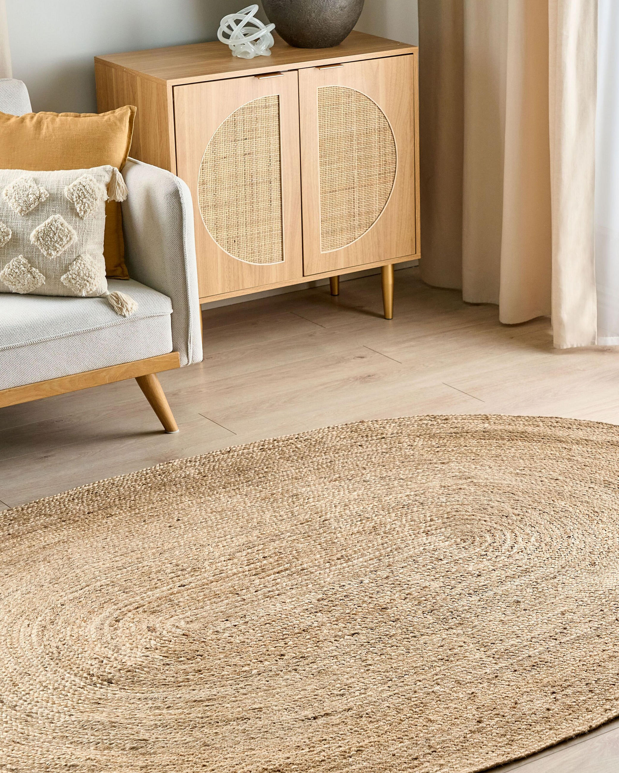 KURZFLOR-TEPPICH Beige 160/230 cm Demirci - Beige, Naturmaterialien (160/230cm) - Beliani