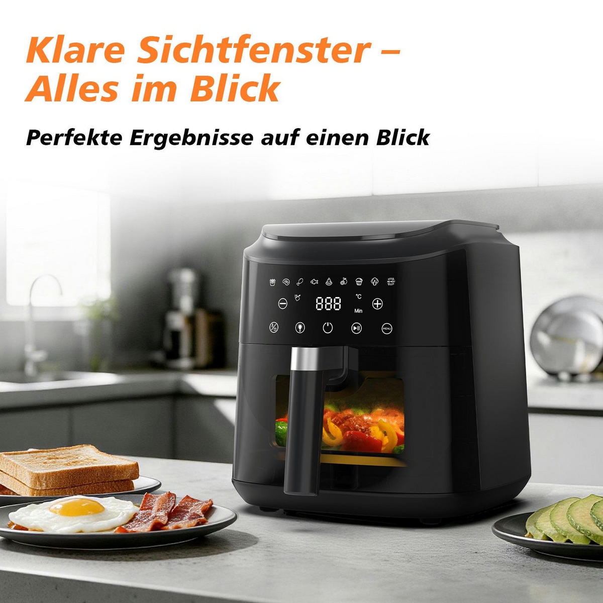 HEISSLUFTFRITTEUSE 6 Liter - Schwarz, Metall (29/25/27cm) - Aimax