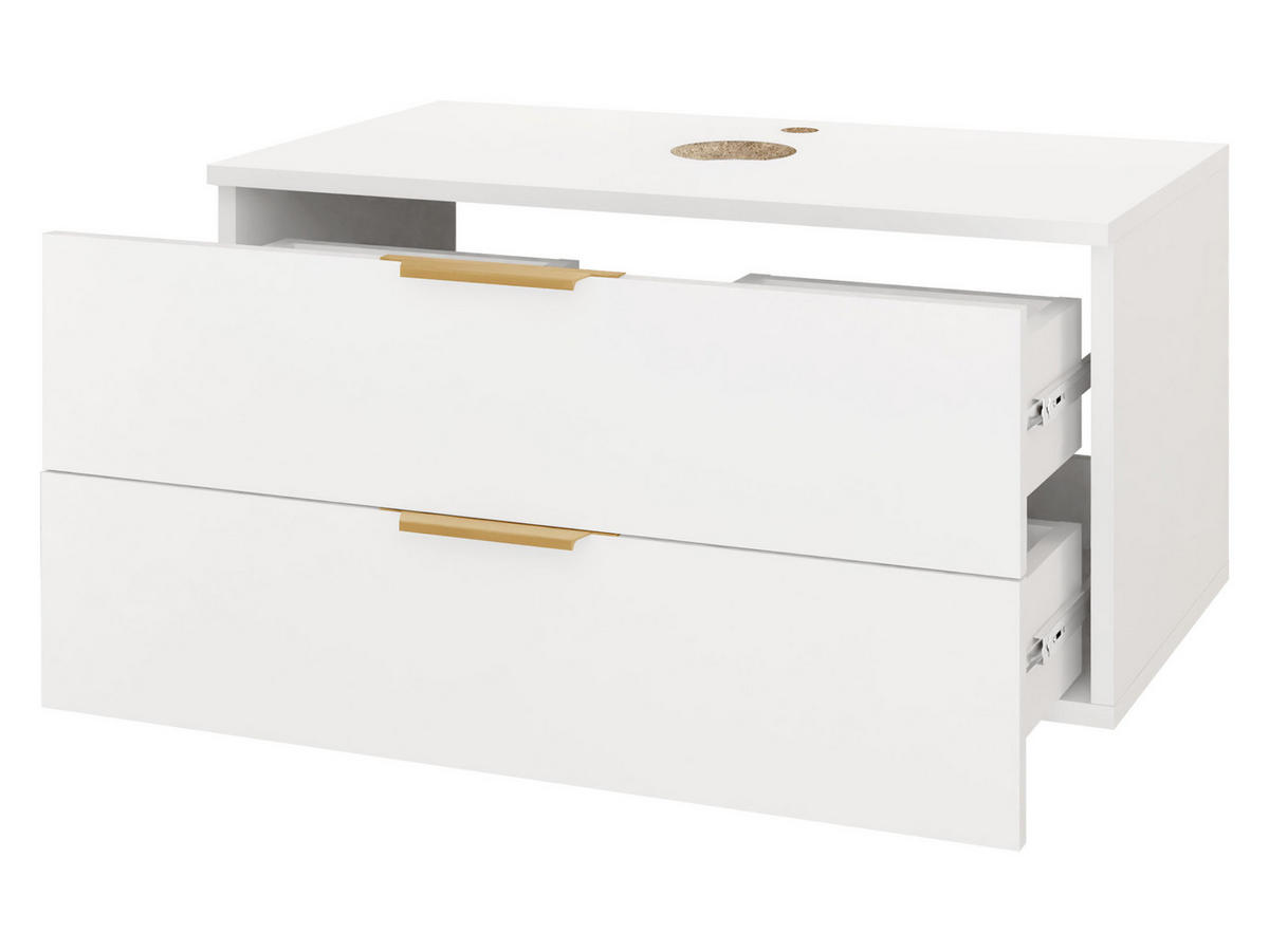 WASCHBECKENSCHRANK Mogares - Goldfarben/Weiß, Holzwerkstoff/Metall (81/40/46cm) - MIRJAN24