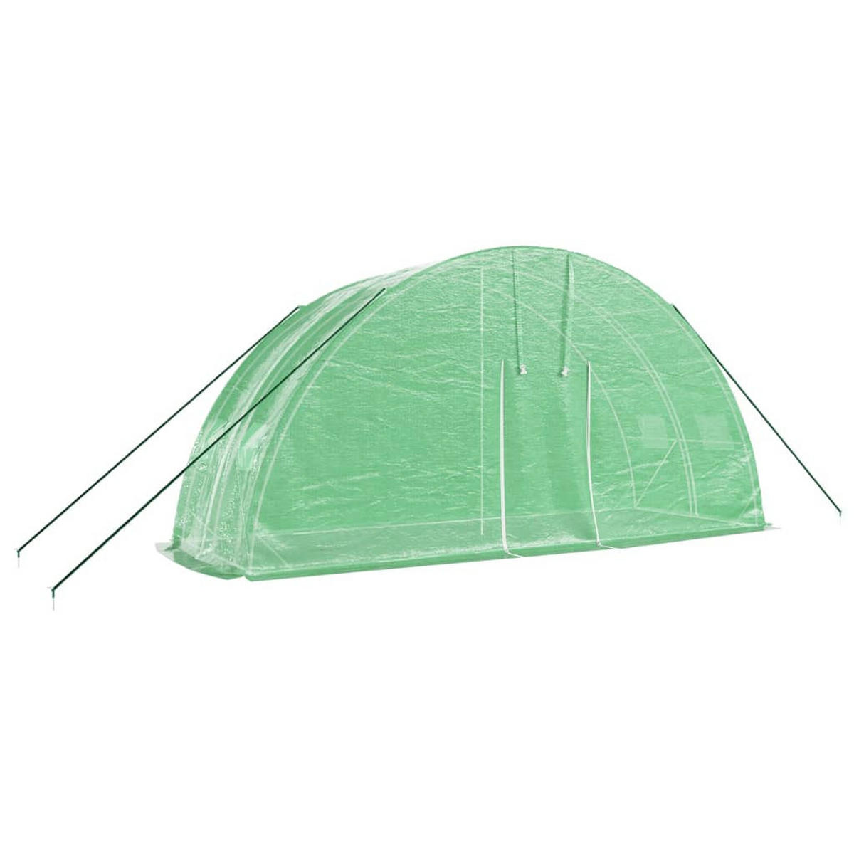 GEWÄCHSHAUS mit Stahlrahmen Grün 12 m² 6x2x2,85 m - Grün, Kunststoff (6/2.85/600cm)