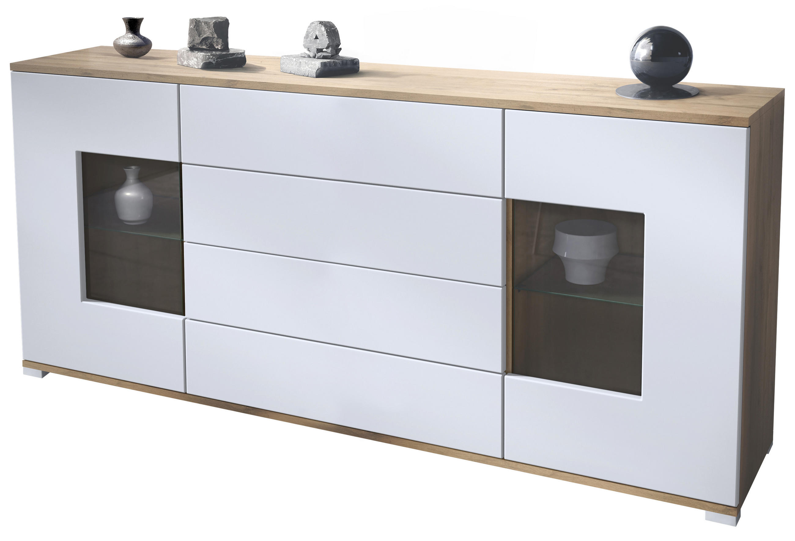 SIDEBOARD Grömitz Weiß matt - Weiß, Holzwerkstoff (166.5/75.5/35cm) - Vladon