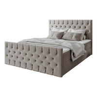 KONTINENTALBETT Mars Mit Bettkasten Stoff Riviera Beige 200x200 cm - Beige, Holz (200/200cm) - Kaiser Möbel