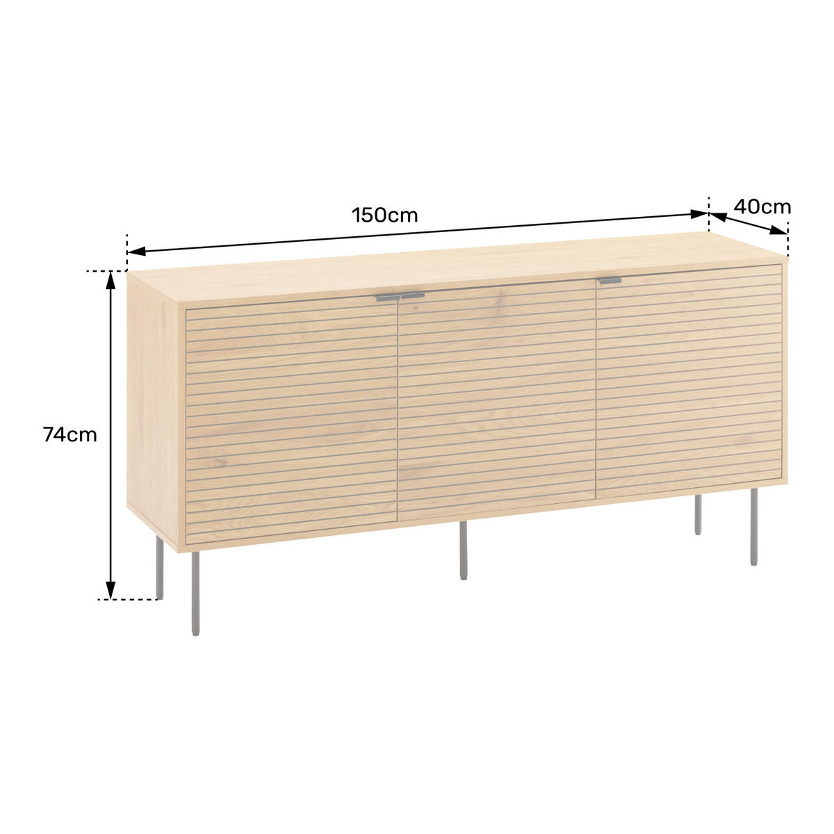 ANRICHTE STINNA 150/40/74 cm - Braun, Holzwerkstoff (40/74/150cm) - Happy Garden