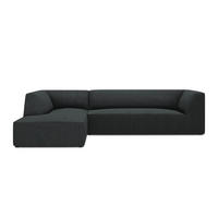 ECKSOFA links Ruby aus Cord schwarz 4 Sitzplätze - Schwarz, Textil (180/273cm) - Micadoni