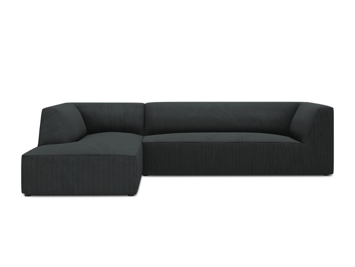 ECKSOFA links Ruby aus Cord schwarz 4 Sitzplätze - Schwarz, Textil (180/273cm) - Micadoni