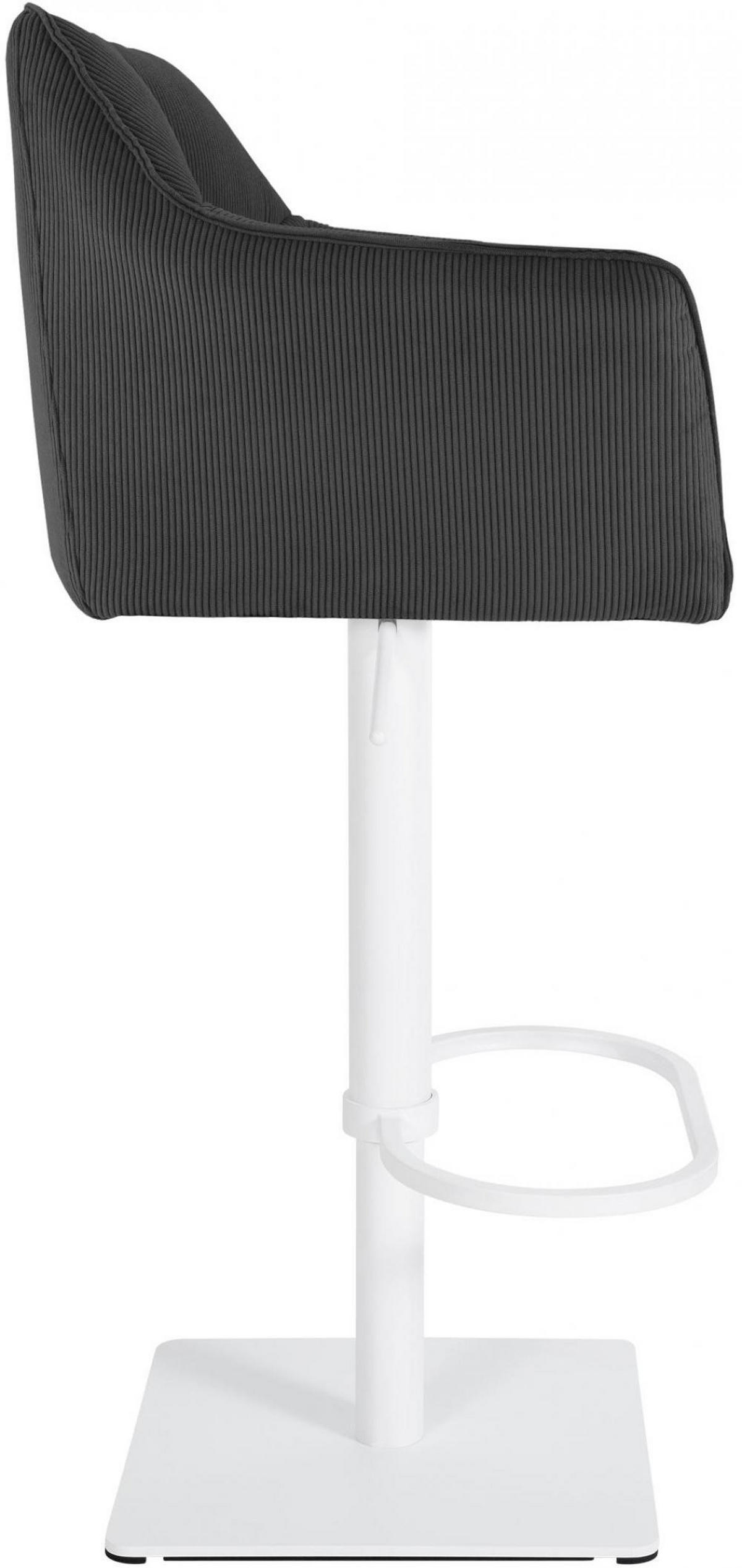 BARHOCKER Cord Dunkelgrau - Dunkelgrau/Weiß, Textil/Metall (64/88/45cm) - CLP