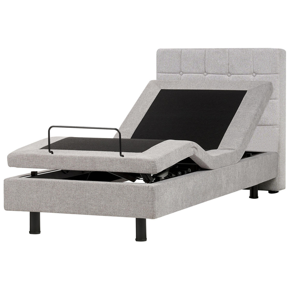 POLSTERBETT verstellbar 90x200 cm Grau Duke - Hellgrau, Textil (90/200cm) - Beliani