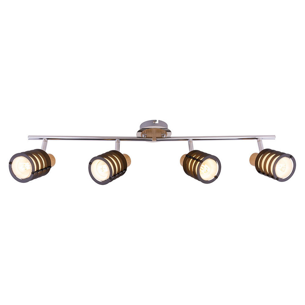 LED DECKENLEUCHTE VICI Silber Holzoptik - Silberfarben, Holz (70/10/14.5cm) - Globo Lighting