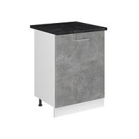 KUCHYNSKÁ SPODNÁ SKRINKA R-Line, betón/biely, 60 cm s 1 dverami antrasiitti työtaso - sivá/biela, kompozitné drevo (60/81.6/60cm) - Vicco