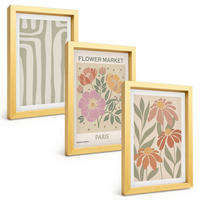 BILDER SET 3er Set - 20x30 cm Goldrahmen - Botanische Motive, Pariser Minimalismus - Goldfarben, Kunststoff (20/30cm) - TULUP