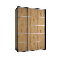 SCHWEBETÜRENSCHRANK 235,2/180/60 3-türig - Silberfarben/Schwarz, Holz/Metall (180/235/60cm) - Abiks Möbel