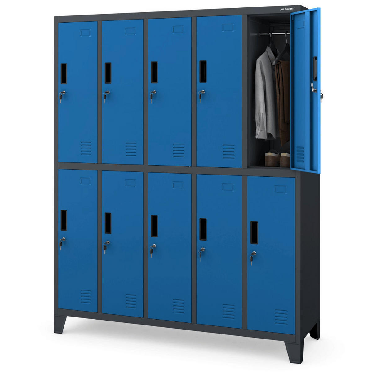 UMKLEIDESCHRANK Spind BERLIN 10 Abteile 172x136x45cm Anthrazit-Blau - Anthrazit, Metall (136/172/45cm) - DELUKE