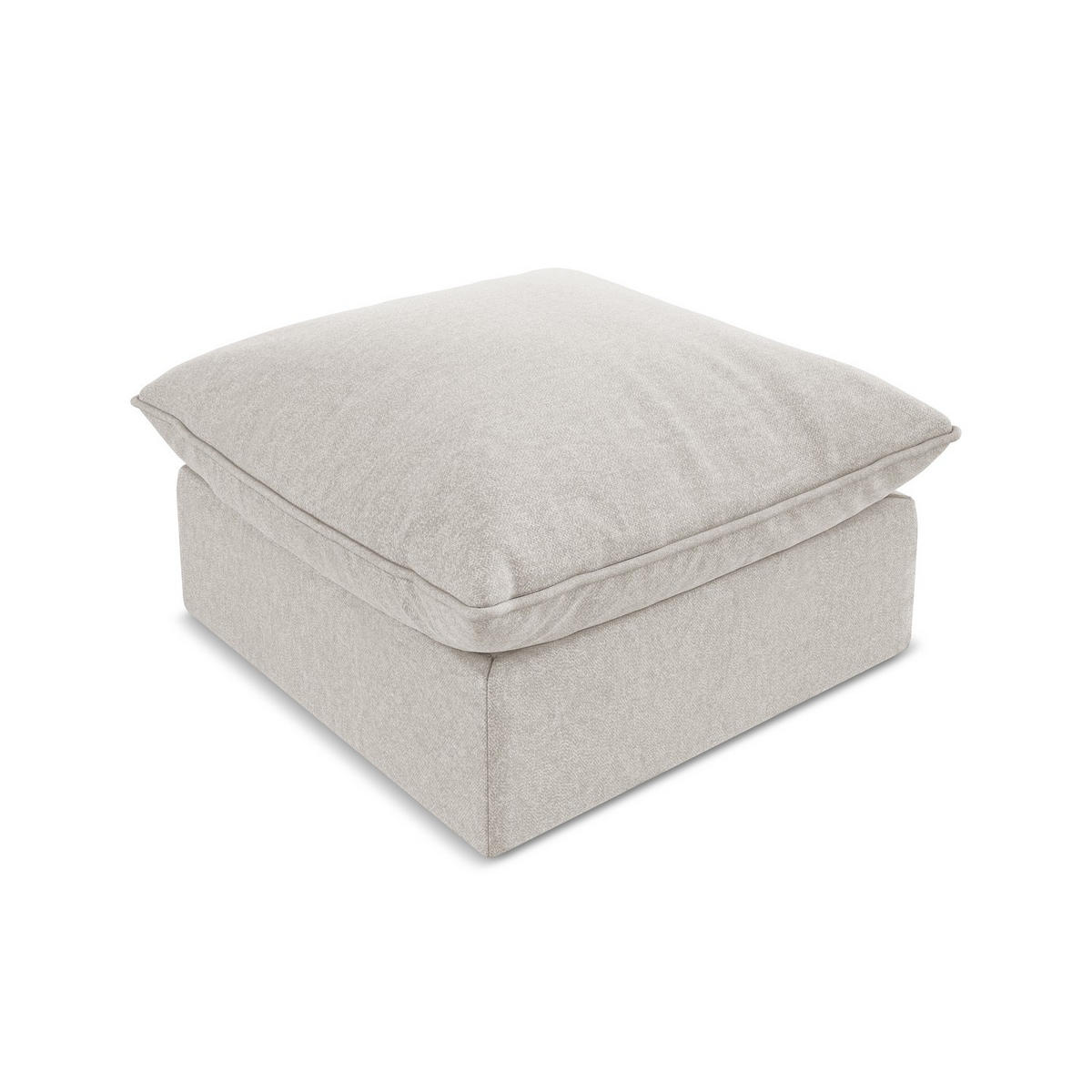 POUF Samt Stoff Beige - Hellbraun/Schwarz, Holzwerkstoff/Kunststoff (75/45/75cm) - LaMiaSofa