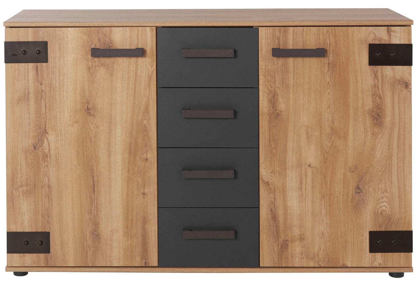 KOMMODE Malmö Plankeneiche - graphit 130 / 41 / 83cm - Eichefarben/Graphitfarben, Holz/Holzwerkstoff (130/83/41cm) - Wimex