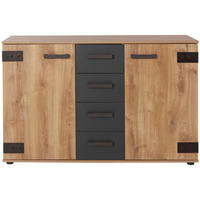 KOMMODE Malmö Plankeneiche - graphit 130 / 41 / 83cm - Eichefarben/Graphitfarben, Holz/Holzwerkstoff (130/83/41cm) - Wimex
