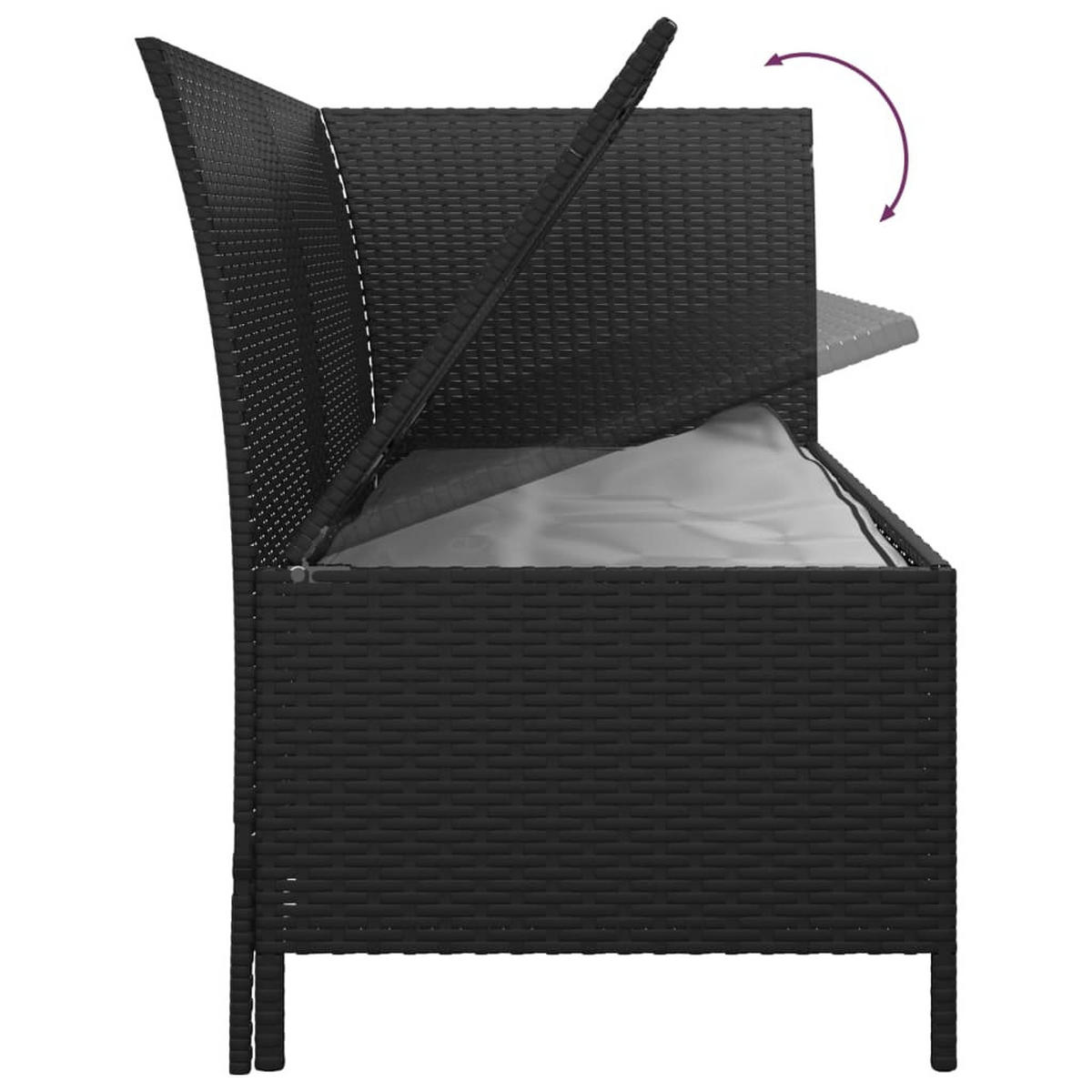 LOUNGEGARNITUR mit Kissen-Stauraum und Couchtisch, aus Poly Rattan, Schwarz, 3-teiliges Set - Schwarz, Kunststoff - vidaXL