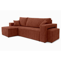 ECKSOFA Mit Schlaffunktion Und Pouf, Cordstoff Tilia, Kupfer, Links, Best L Mit Pouf - Orange, Holz (244/145cm) - Kaiser Möbel