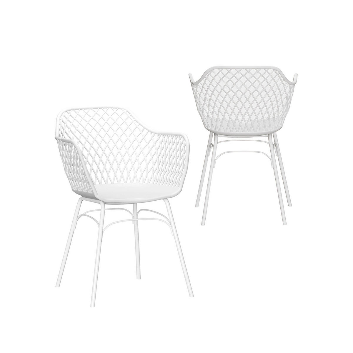 GARTENSTUHL Stal Weiß 59 cm x 72 cm 2er-Set - Weiß, Kunststoff (59/72/56cm) - Klast Home