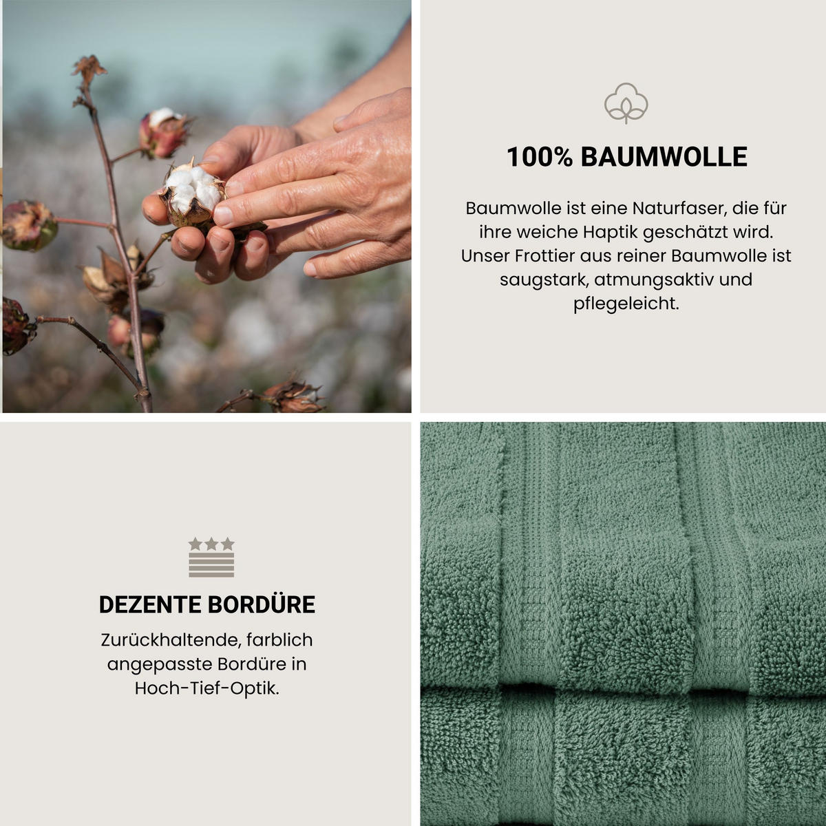 FROTTIERSET Las Palmas - 8-teilig - Seegrün - Grün, Textil (50/100cm) - SCHIESSER