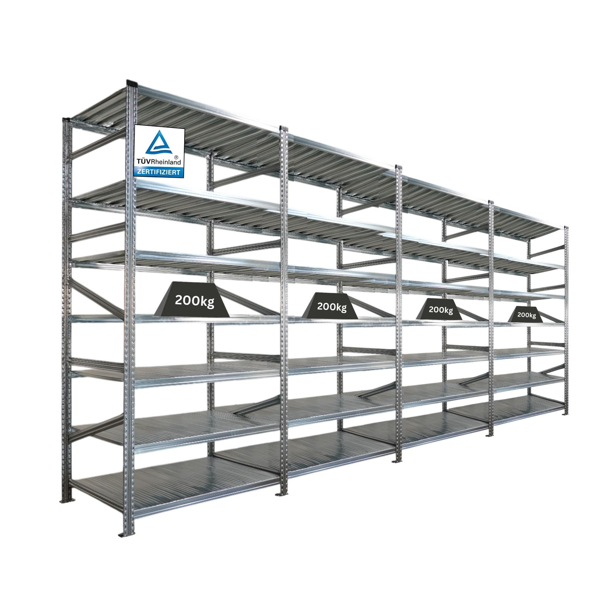 Proregal Fachbodenregal Silber 480x250x60 cm