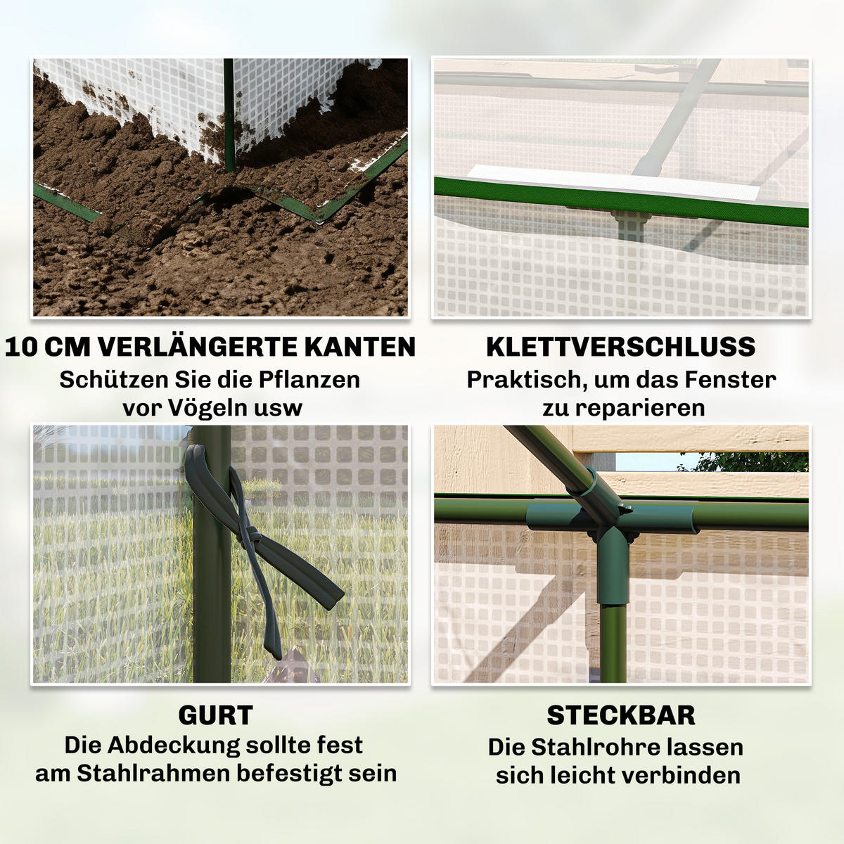 TOMATEN GEWÄCHSHAUS mit Rollfenster 180/90/70 cm - Weiß, Metall (90/70/180cm) - Outsunny