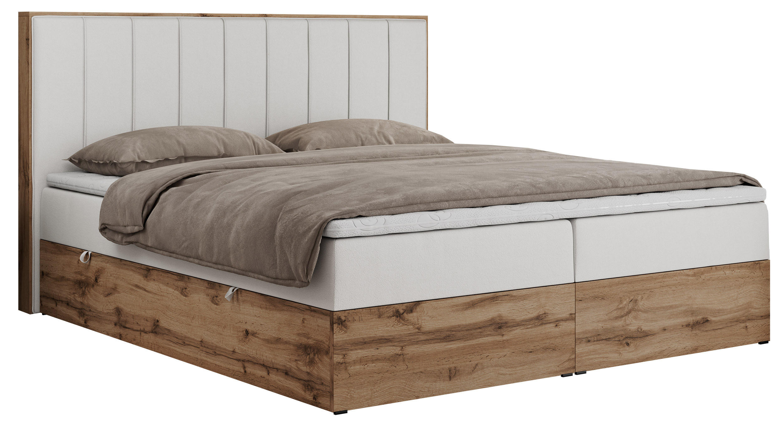 BOXBETT BELLISSIMO 160/200 Weiß Kunstleder - H3 - Weiß, Holz/Textil (160/200cm) - MKS