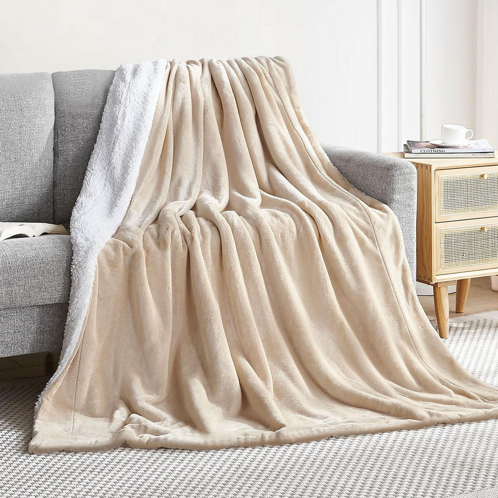 Thumbnail - Juskys Fleecedecke, Beige, Textil, 150x200 cm, Wohntextilien, Decken, Fleecedecken